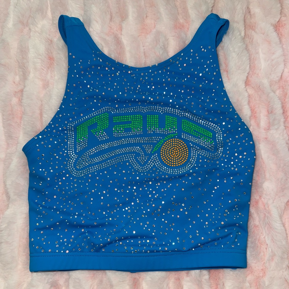 Stingray Allstars Orange Blue Rhinestone Embellished Crop Top